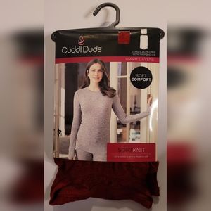 Cuddl Duds Women's L Red Soft Knit Crew Top w/ Tumbholes NWT